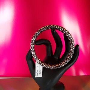 Elegant Silver Braided Bangle Brighton